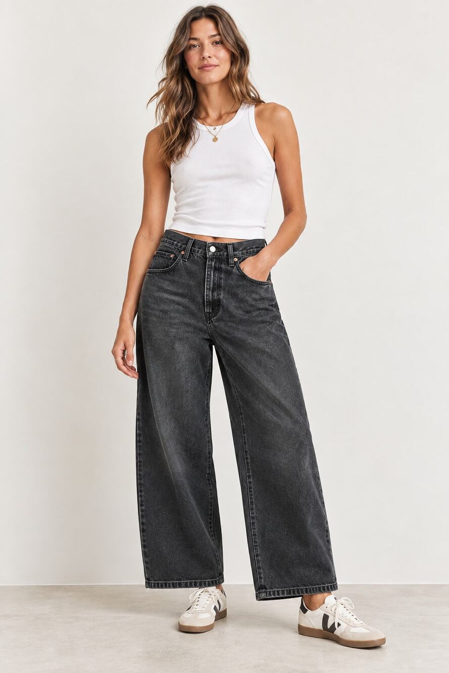 Levi's Premium XL Straight Jeans Women's Size 30 Black Wide Leg High Rise Baggy